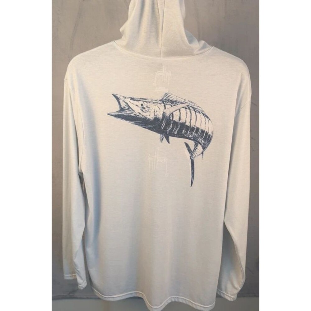 Guy Harvey Hoodie XL White Fish Graphic Long Sleeve